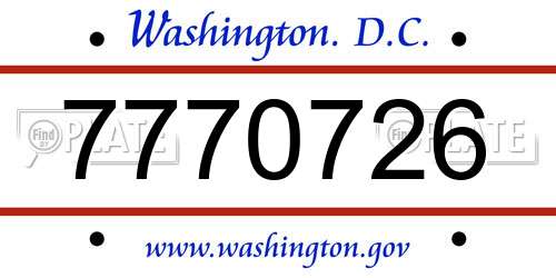7770726 District Of Columbia License Plate