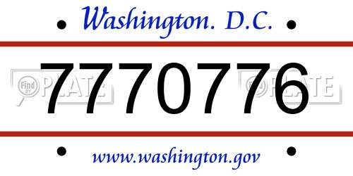 7770776 District Of Columbia License Plate