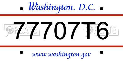 77707T6 District Of Columbia License Plate