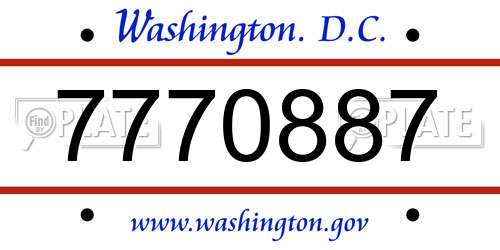 7770887 District Of Columbia License Plate