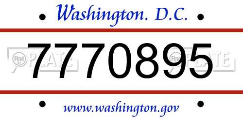 7770895 District Of Columbia License Plate