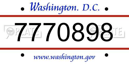 7770898 District Of Columbia License Plate