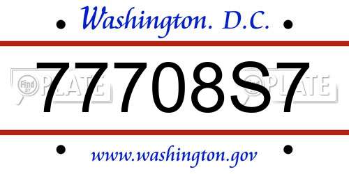 77708S7 District Of Columbia License Plate