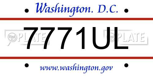 7771UL District Of Columbia License Plate