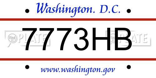 7773HB District Of Columbia License Plate