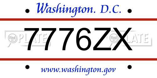 7776ZX District Of Columbia License Plate