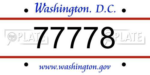 77778 District Of Columbia License Plate