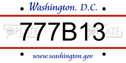 777B13 District Of Columbia License Plate