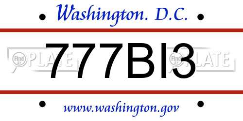 777BI3 District Of Columbia License Plate