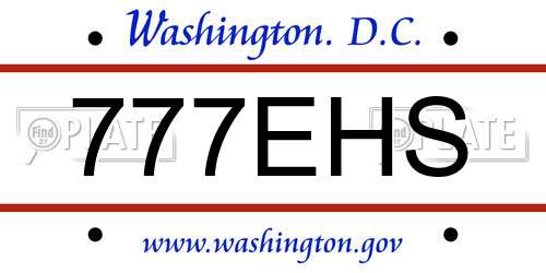 777EHS District Of Columbia License Plate