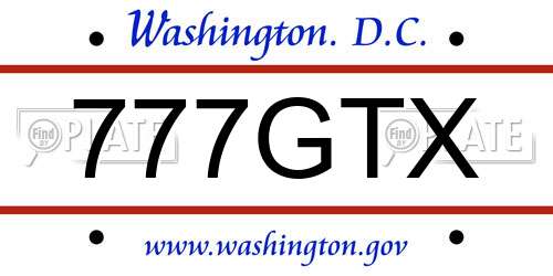 777GTX District Of Columbia License Plate