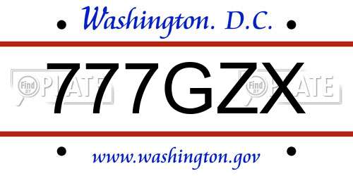 777GZX District Of Columbia License Plate