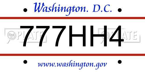 777HH4 District Of Columbia License Plate