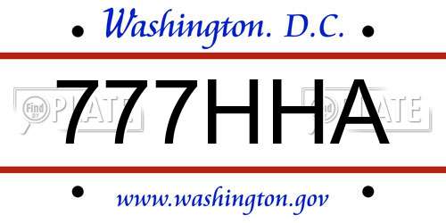 777HHA District Of Columbia License Plate
