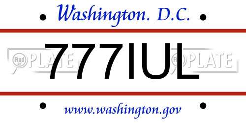 777IUL District Of Columbia License Plate