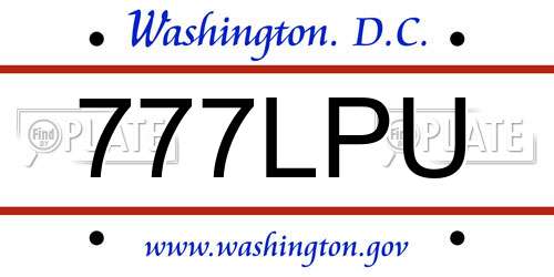 777LPU District Of Columbia License Plate