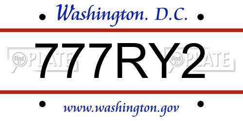 777RY2 District Of Columbia License Plate