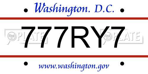 777RY7 District Of Columbia License Plate