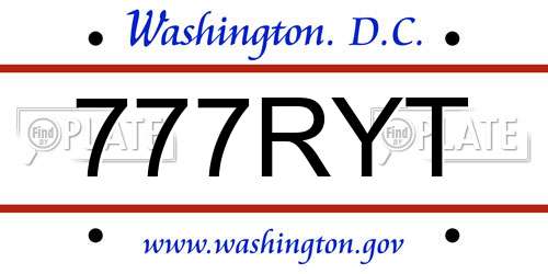 777RYT District Of Columbia License Plate
