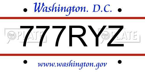 777RYZ District Of Columbia License Plate