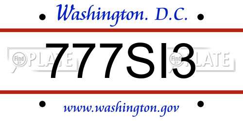 777SI3 District Of Columbia License Plate