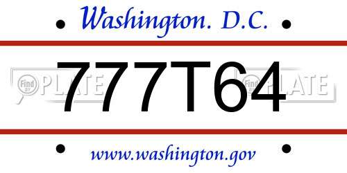 777T64 District Of Columbia License Plate