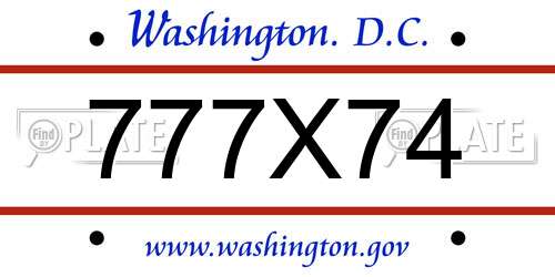 777X74 District Of Columbia License Plate