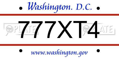 777XT4 District Of Columbia License Plate