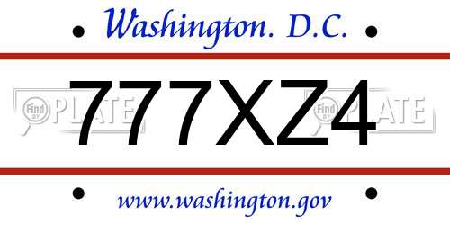 777XZ4 District Of Columbia License Plate