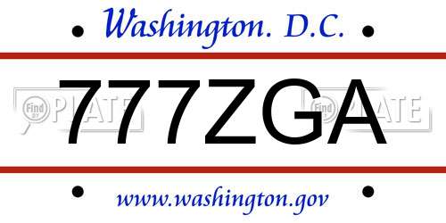 777ZGA District Of Columbia License Plate