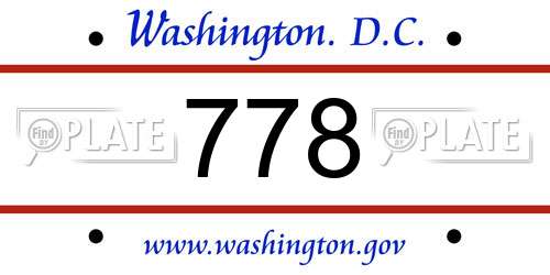 778 District Of Columbia License Plate