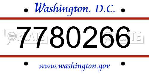 7780266 District Of Columbia License Plate