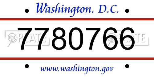 7780766 District Of Columbia License Plate