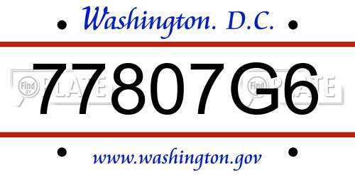 77807G6 District Of Columbia License Plate