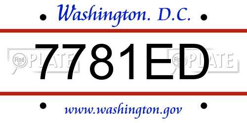 7781ED District Of Columbia License Plate