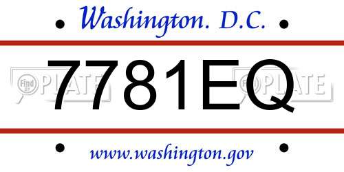 7781EQ District Of Columbia License Plate
