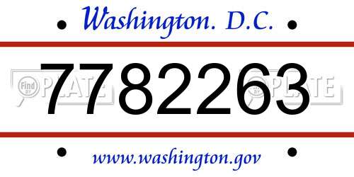 7782263 District Of Columbia License Plate