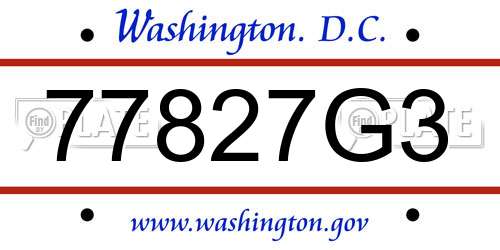 77827G3 District Of Columbia License Plate