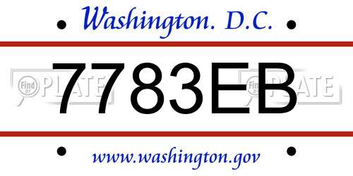 7783EB District Of Columbia License Plate