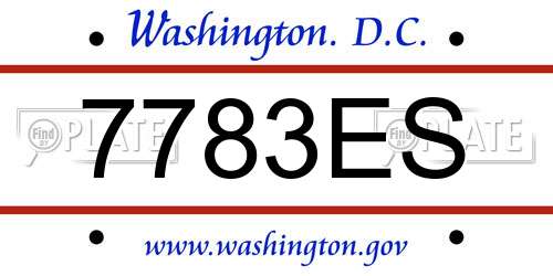 7783ES District Of Columbia License Plate