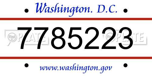 7785223 District Of Columbia License Plate