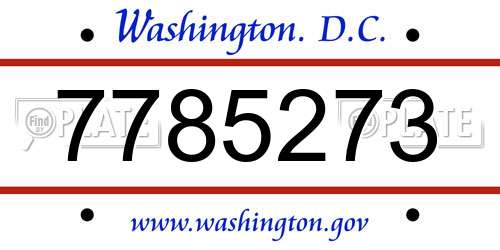 7785273 District Of Columbia License Plate