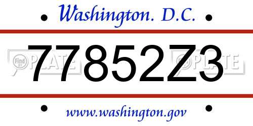 77852Z3 District Of Columbia License Plate
