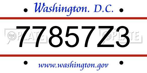 77857Z3 District Of Columbia License Plate