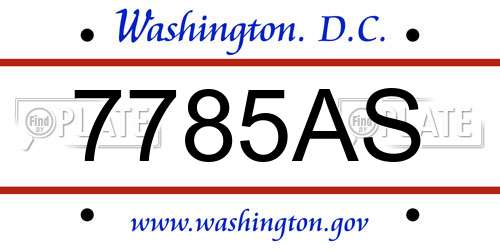 7785AS District Of Columbia License Plate