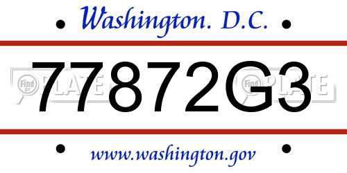 77872G3 District Of Columbia License Plate