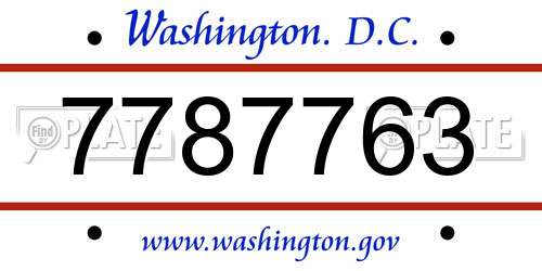 7787763 District Of Columbia License Plate