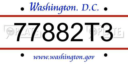 77882T3 District Of Columbia License Plate