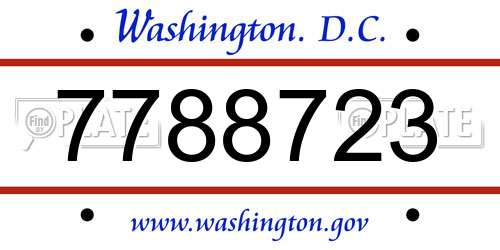 7788723 District Of Columbia License Plate