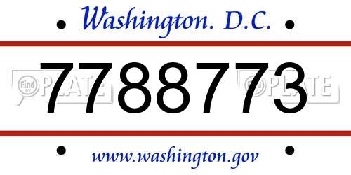 7788773 District Of Columbia License Plate